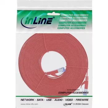 Cabo patch plano InLine, U/FTP, Cat.6A, vermelho, 7 m