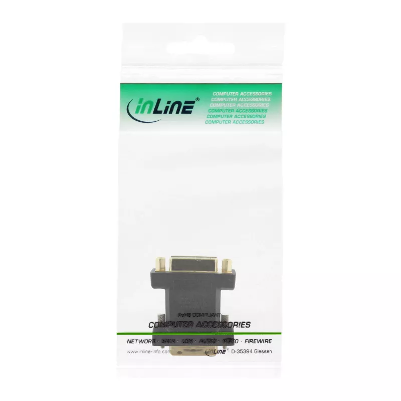 Adaptador DVI-D InLine DVI-I 24+5 fêmea / DVI-D 24+1 macho, dourado