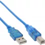 Cabo USB 2.0 InLine Type-A macho / Type-B azul transparente 3 m