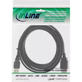 Cabo de extensão USB 2.0 Type-A macho/fêmea InLine 34603B preto 3 m