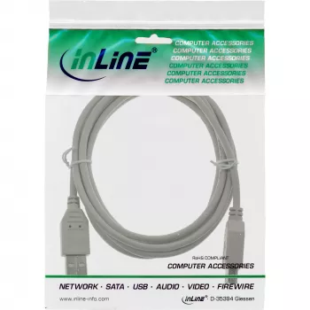Cabo de extensão USB 2.0 Type-A macho/fêmea InLine 34605X bege 5 m