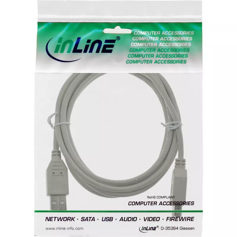 Cabo de extensão USB 2.0 Type-A macho/fêmea InLine 34618X bege 1,8 m