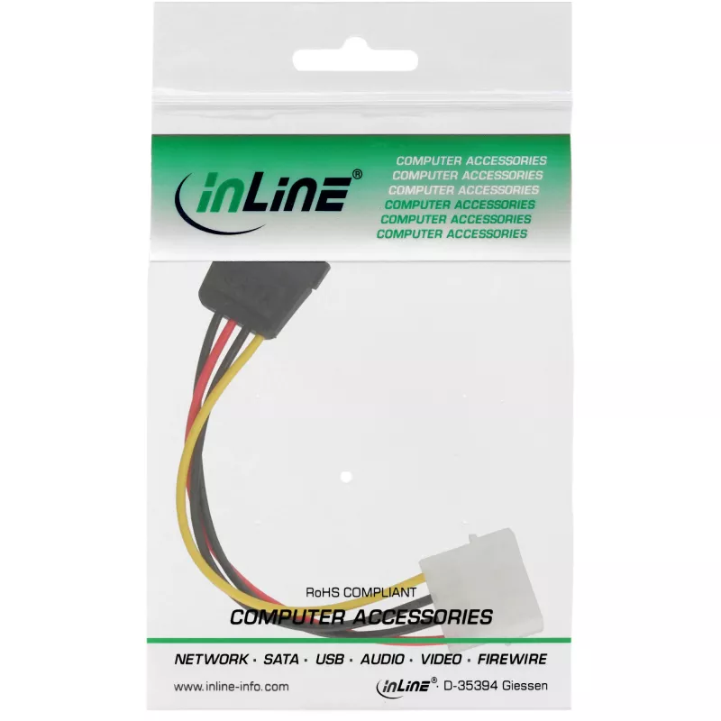 Cabo de alimentação SATA InLine 1x 5,25 polegadas / SATA 0,15 m