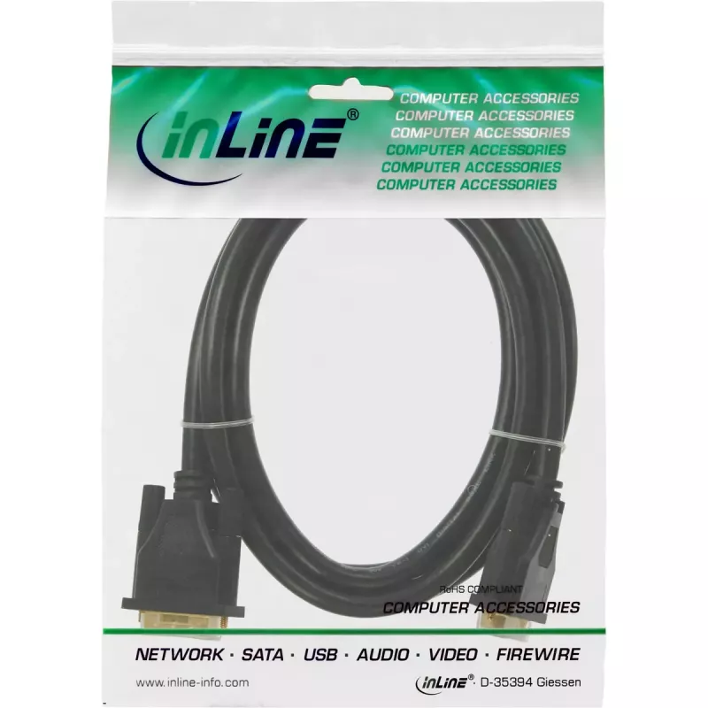 Cabo DVI-D InLine Premium 24+1 macho/macho Dual Link banhado a ouro 20 m