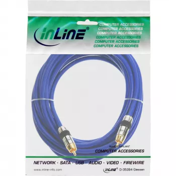 Cabo de áudio RCA InLine Premium 1x RCA macho/macho banhado a ouro 5 m