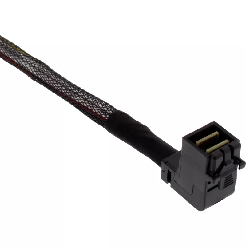 Cabo Mini SAS HD InLine, SFF-8643 angular para 4x SFF-8482 + alimentação, 1 m