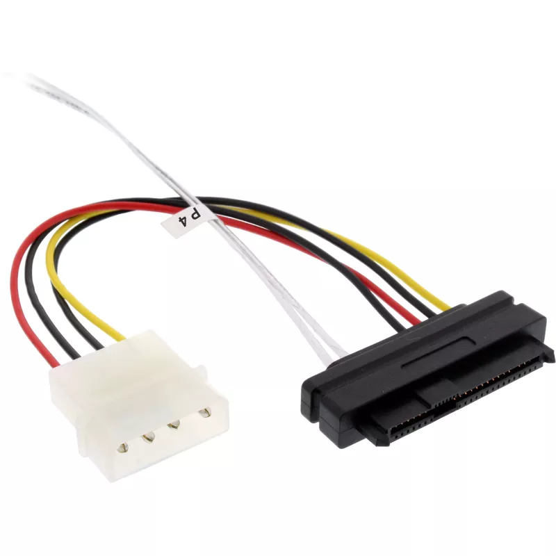 Cabo Mini SAS HD InLine, SFF-8643 angular para 4x SFF-8482 + alimentação, 0,5 m