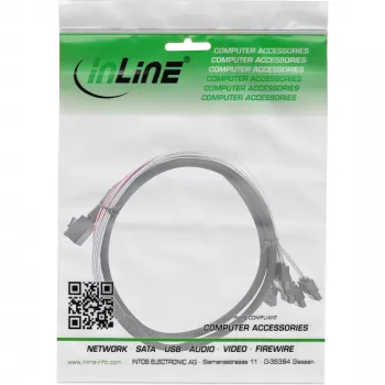 Cabo Mini SAS HD InLine SFF-8643 para 4x SATA + Sideband 1 m