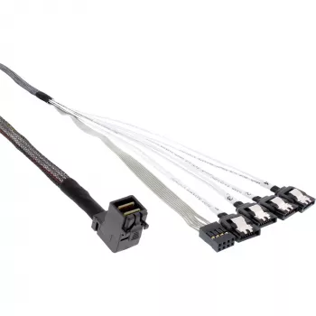 Cabo Mini SAS HD InLine SFF-8643 angular para 4x SATA + Sideband 0,5 m