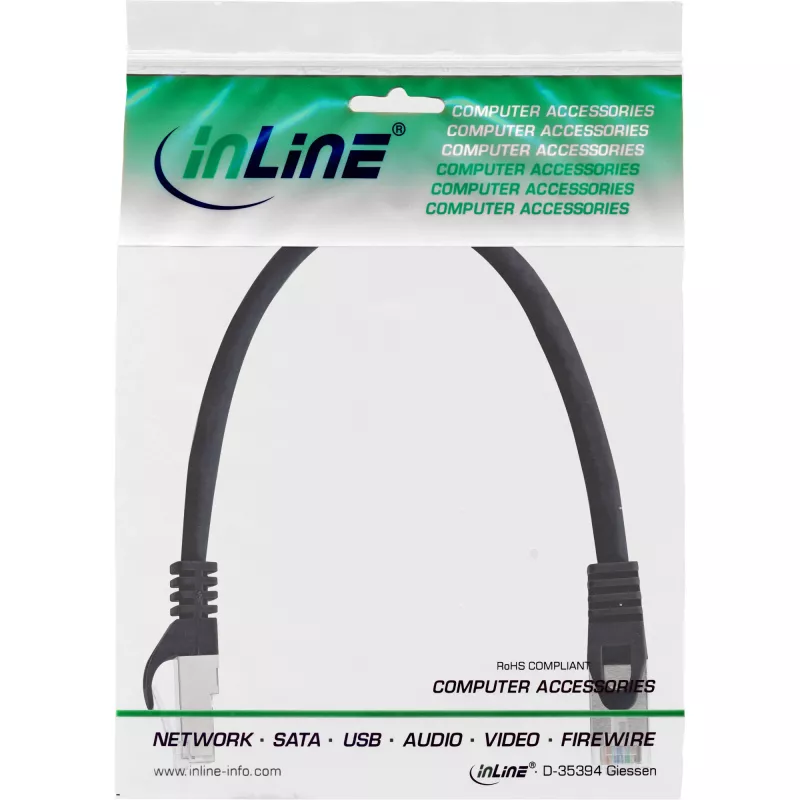 Cabo de rede SF/UTP Cat.5e InLine preto 0,5 m