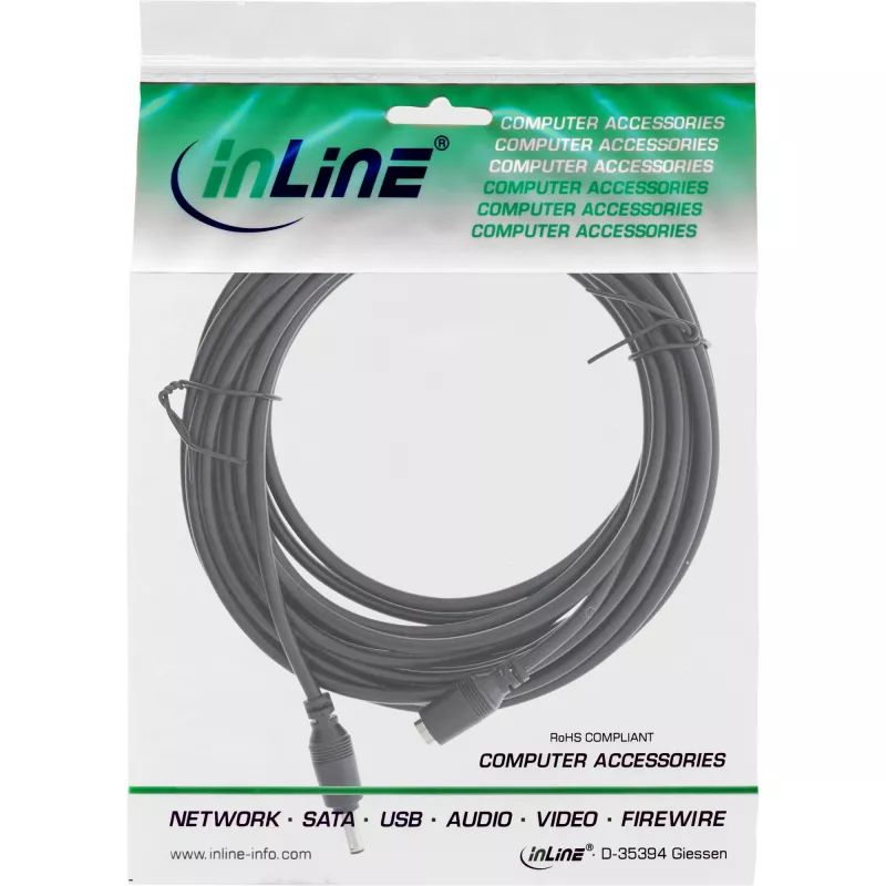 Cabo de extensão de ficha DC InLine para câmara exterior SmartHome, 3 m