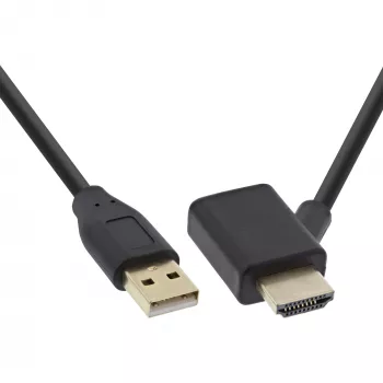 Adaptador InLine HDMI M/M com injetor de alimentação USB-A 0,5 m