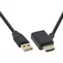 Adaptador InLine HDMI M/M com injetor de alimentação USB-A 0,5 m