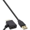 Adaptador InLine HDMI M/M com injetor de alimentação USB-A 0,5 m