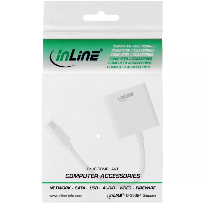 Adaptador InLine Mini DisplayPort macho / DVI-D 24+1 fêmea branco, 0,15m
