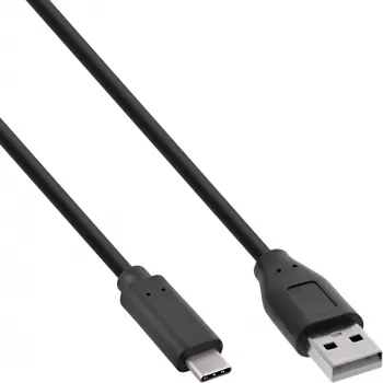 Cabo USB 2.0 InLine, ficha USB-C / ficha USB-A, preto, 3m