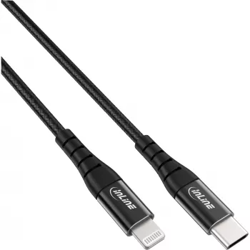 Cabo InLine USB-C Lightning, para iPad, iPhone, iPod, preto/alumínio, 1m MFi