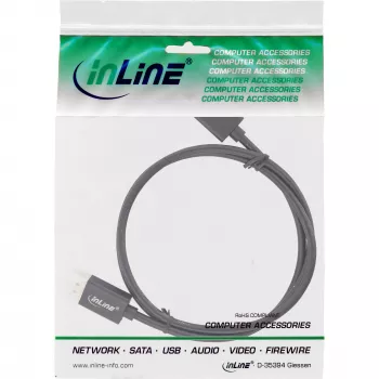 Cabo DisplayPort 1.4 InLine fino, 8K4K, preto, contactos dourados, 0,5 m