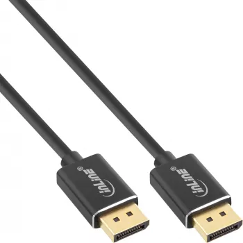 Cabo DisplayPort 1.4 InLine fino, 8K4K, preto, contactos dourados, 3m