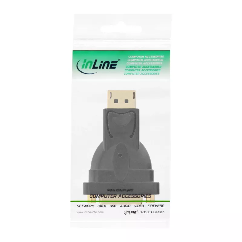 Adaptador DisplayPort InLine DisplayPort macho para DVI-D 24+1 fêmea preto