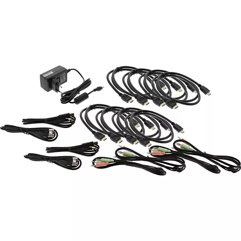 Comutador KVM de secretária InLine 62654I 4 portas monitor duplo HDMI 4K USB 3.0 áudio