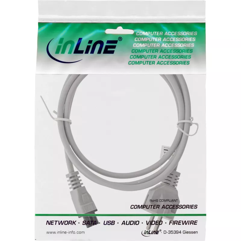 Cabo de alimentação InLine, para portáteis, cinzento, 1,8 m