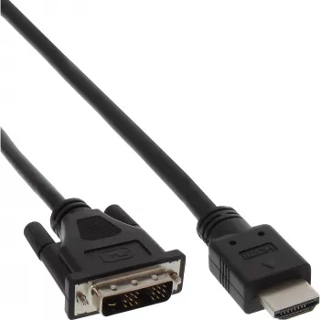 Cabo HDMI-DVI InLine HDMI macho / DVI macho 18+1 preto 0,3 m