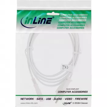 Cabo de alimentação InLine, ficha Euro / ficha Euro8, branco, 0,3 m