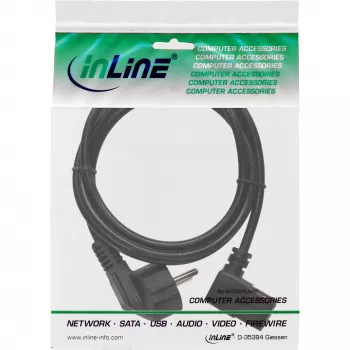 Cabo de alimentação InLine, CEE 7/7 angular / ficha IEC C13 de 3 polos angular, 0,3 m