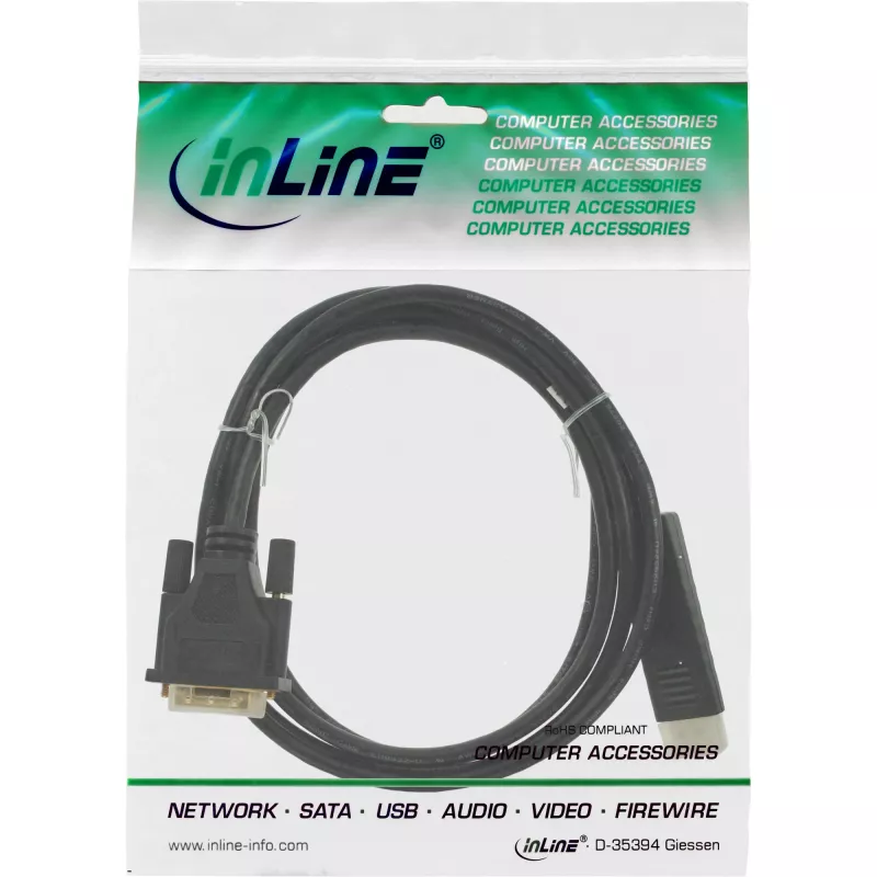 Cabo adaptador DisplayPort para DVI InLine 17117 0,3 m preto