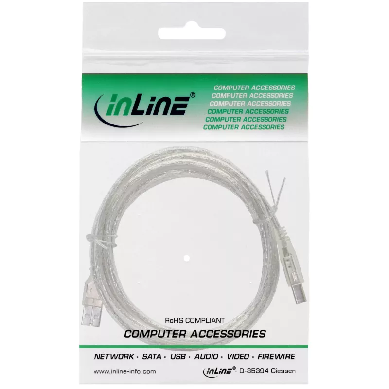 Cabo USB 2.0 plano InLine ficha USB Type-A / ficha Mini-B 5 pinos preto/dourado 0,3 m
