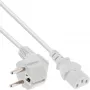 Cabo de alimentação InLine, CEE 7/7 angular / ficha IEC C13 de 3 polos, branco, 0,3 m