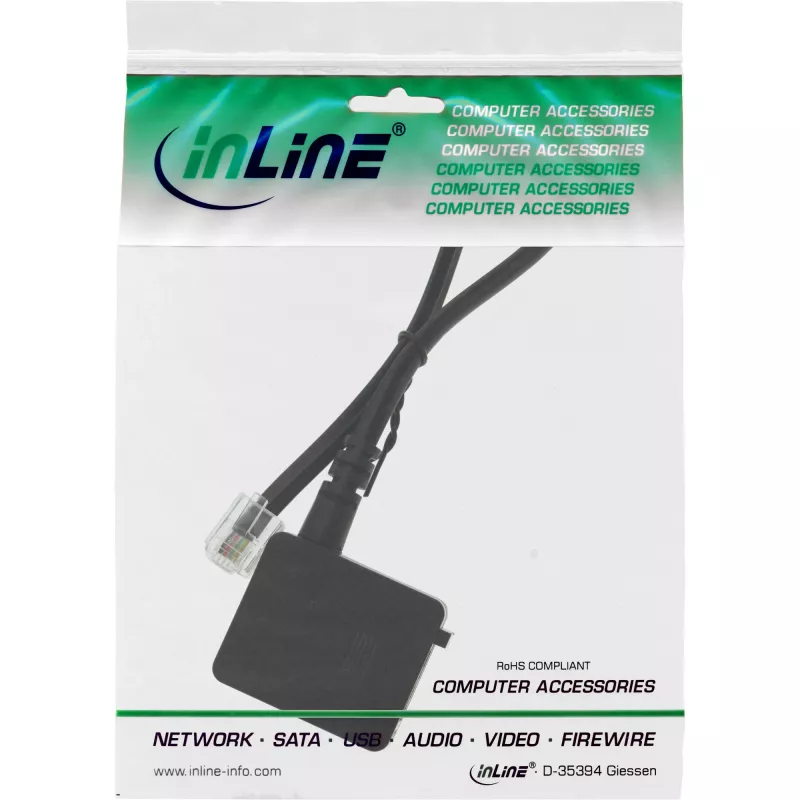 Cabo adaptador TAE InLine conector macho RJ11 6P4C para conector fêmea TAE-F alemão 0,2 m