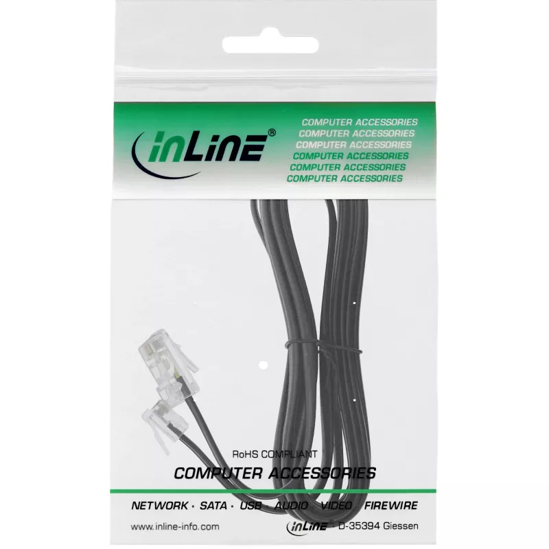 Cabo modular InLine RJ45 8P4C / RJ11 6P4C conector macho/conector macho 3 m