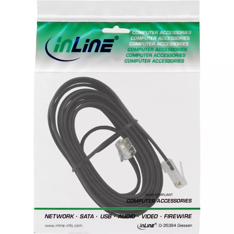 Cabo modular InLine RJ45 8P6C para RJ12 6P6C conector macho/conector macho 6 m