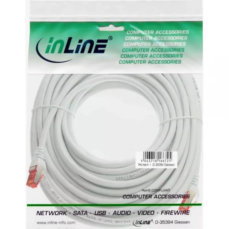 Cabo de rede S/FTP PiMF Cat.6 250MHz PVC cobre branco 50m InLine