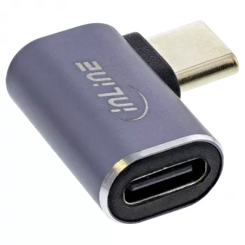 Adaptador USB4 InLine, ficha/conector fêmea USB-C direita/esquerda em ângulo, alumínio, cinzento