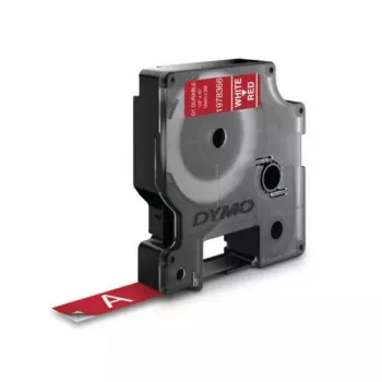 Etiquetas DYMO Authentic D1 Durable | impressão preta em fita vermelha | 12 mm x 3 m | fita de rotulagem para impressora de etiquetas LabelManager