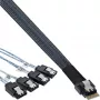 Cabo SAS slim InLine, SFF-8654 para 4x SATA 7-Pin, 12 Gb/s, 0,5 m