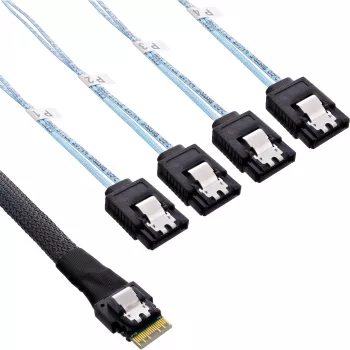 Cabo SAS slim InLine, SFF-8654 para 4x SATA 7-pin, 12Gb/s, 1m