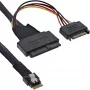 Cabo SAS slim InLine, SFF-8654 para U.2 SFF-8639 + alimentação SATA, 24Gb/s, 0,5m