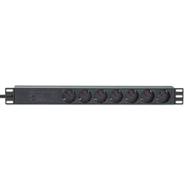 Intellinet PDU 19 polegadas 1U para rack 7 tomadas proteção contra sobretensão 16 A cabo 3 m