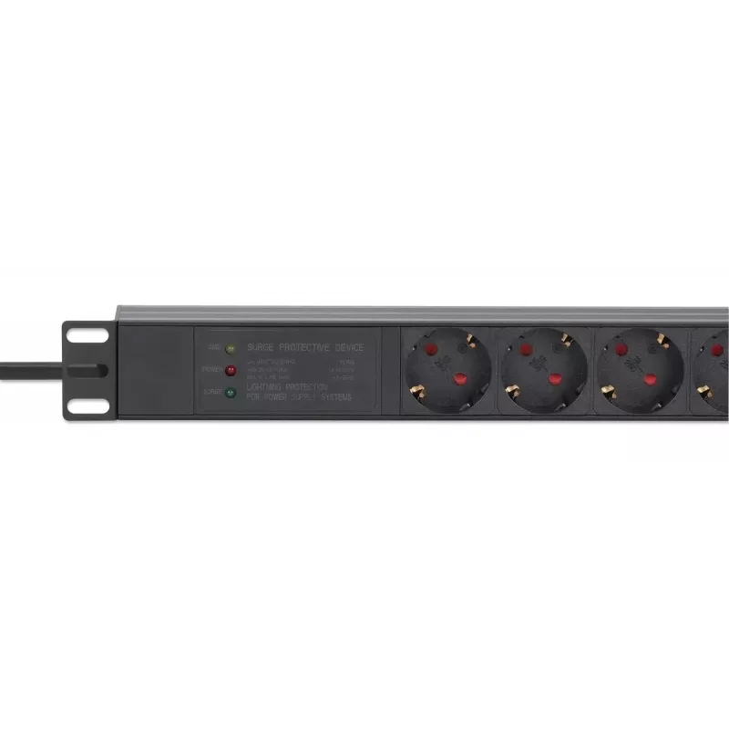 Intellinet PDU 19 polegadas 1U para rack 7 tomadas proteção contra sobretensão 16 A cabo 3 m