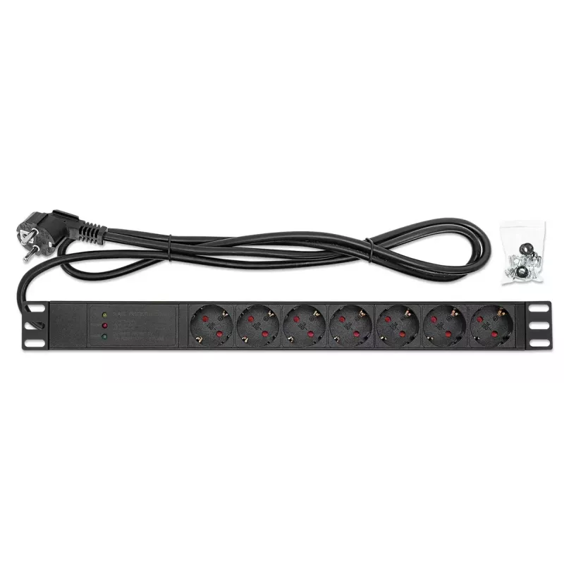 Intellinet PDU 19 polegadas 1U para rack 7 tomadas proteção contra sobretensão 16 A cabo 3 m