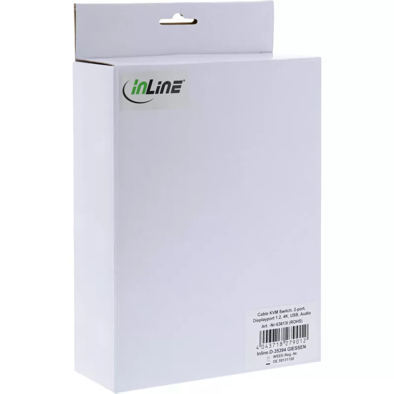 Cabo InLine comutador KVM, 2 portas, DisplayPort 1.2, 4K, USB, áudio
