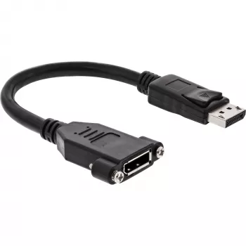 Cabo InLine DisplayPort macho para fêmea com flange 0,2 m, preto