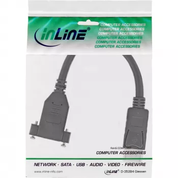 Cabo InLine DisplayPort macho para fêmea com flange 0,2 m, preto