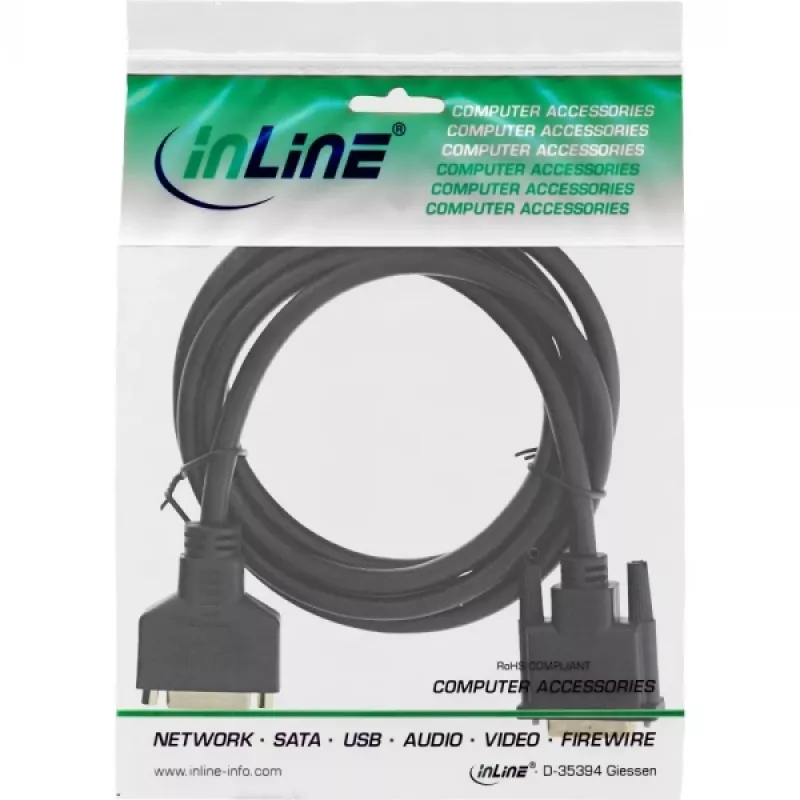 Cabo DVI-D InLine Premium 24+1 macho para fêmea Dual Link banhado a ouro 2 m