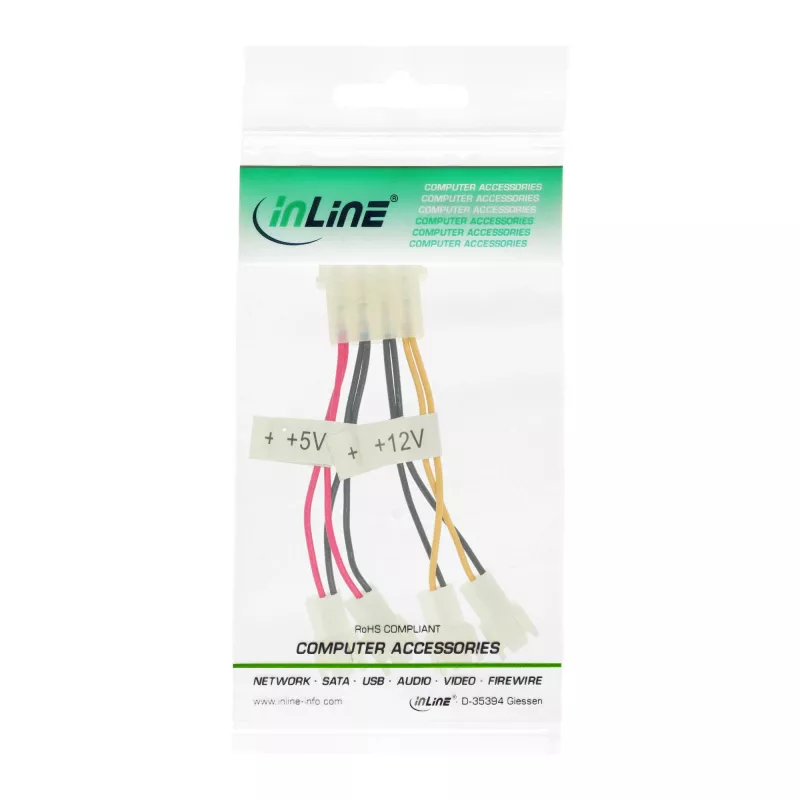 Cabo adaptador para ventoinhas InLine 2x 12V e 2x 5V para 4 ventoinhas 33005B