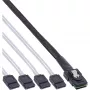 Cabo SAS InLine, Mini SAS SFF8087 para 4x SATA, Crossover, OCF, 0,50 m